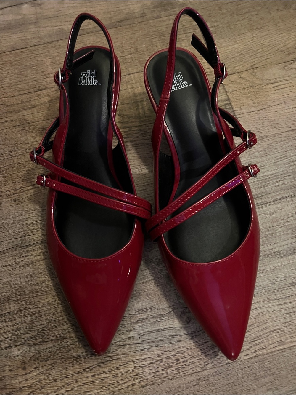 7 1/2 wild fable Red Patent Pointed-Toe Double-Strap Slingback
